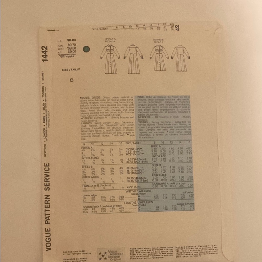Calvin Klein Vogue Pattern - Picture 2 of 3